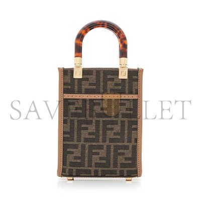 FENDI MINI SUNSHINE SHOPPER FABRIC BROWN 8BS051ALVXF1GE3 (18*14.5*6cm)